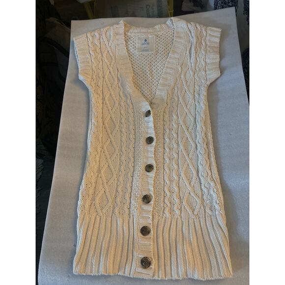 Aerie Cable Knit Cream Sweater Vest  XS GrandmaCore Cozy Comfy Winter Cabincore - Picture 5 of 11